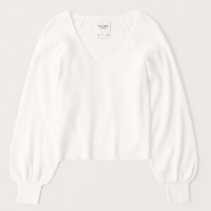 Abercrombie Puff Sleeve Sweater Off White - Size XXS